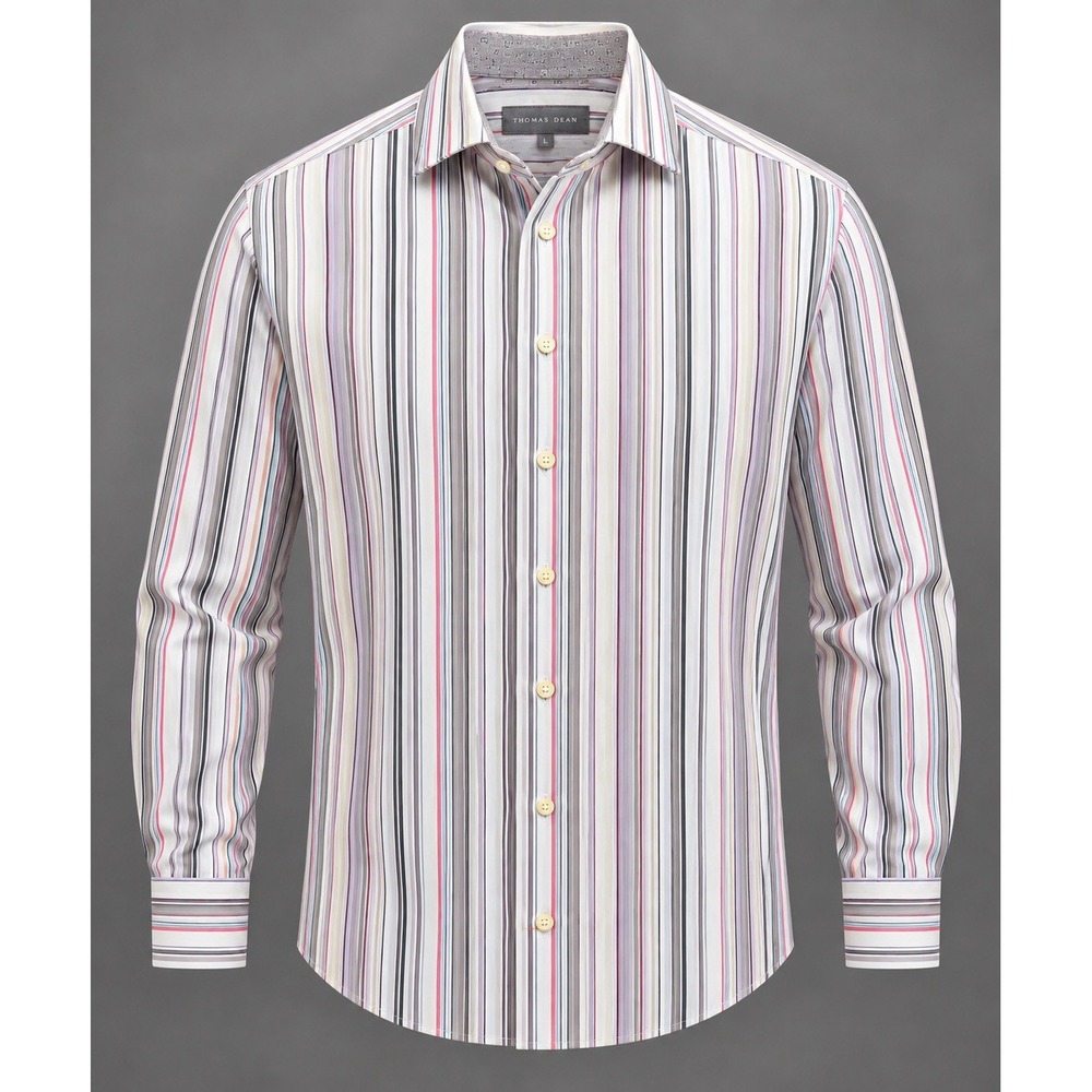 Thomas Dean Men's Medium Striped Long Sleeve Button Up Shirt NWOT